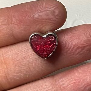 Silver and Red Heart Pandora Charm AMOTE is love is spanish